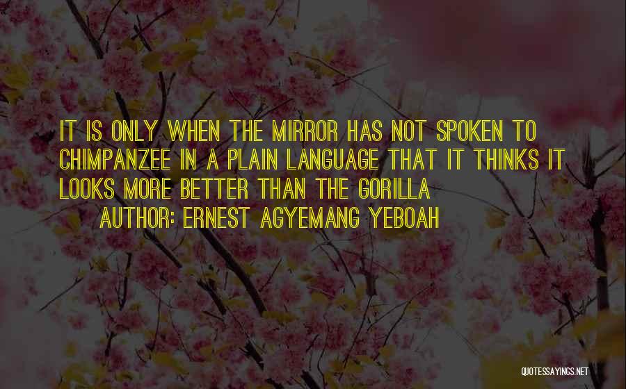 Ernest Agyemang Yeboah Quotes: It Is Only When The Mirror Has Not Spoken To Chimpanzee In A Plain Language That It Thinks It Looks