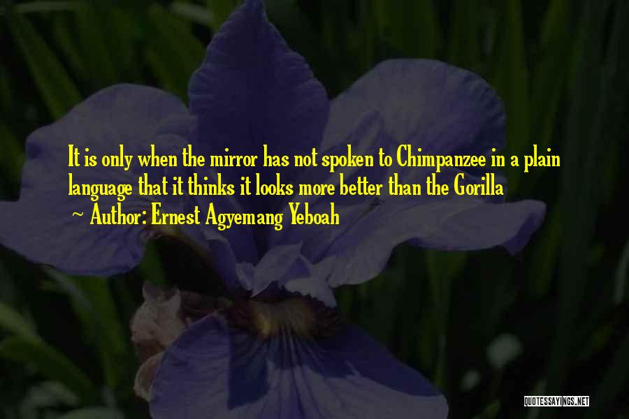 Ernest Agyemang Yeboah Quotes: It Is Only When The Mirror Has Not Spoken To Chimpanzee In A Plain Language That It Thinks It Looks