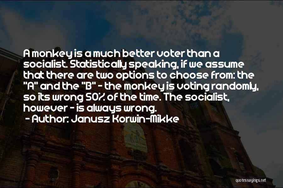 Janusz Korwin-Mikke Quotes: A Monkey Is A Much Better Voter Than A Socialist. Statistically Speaking, If We Assume That There Are Two Options