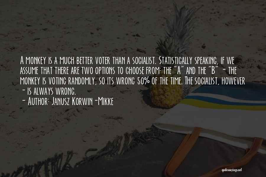 Janusz Korwin-Mikke Quotes: A Monkey Is A Much Better Voter Than A Socialist. Statistically Speaking, If We Assume That There Are Two Options