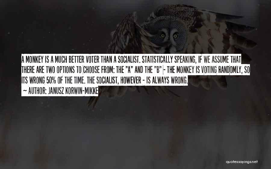 Janusz Korwin-Mikke Quotes: A Monkey Is A Much Better Voter Than A Socialist. Statistically Speaking, If We Assume That There Are Two Options