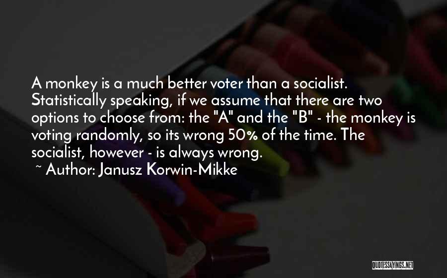 Janusz Korwin-Mikke Quotes: A Monkey Is A Much Better Voter Than A Socialist. Statistically Speaking, If We Assume That There Are Two Options