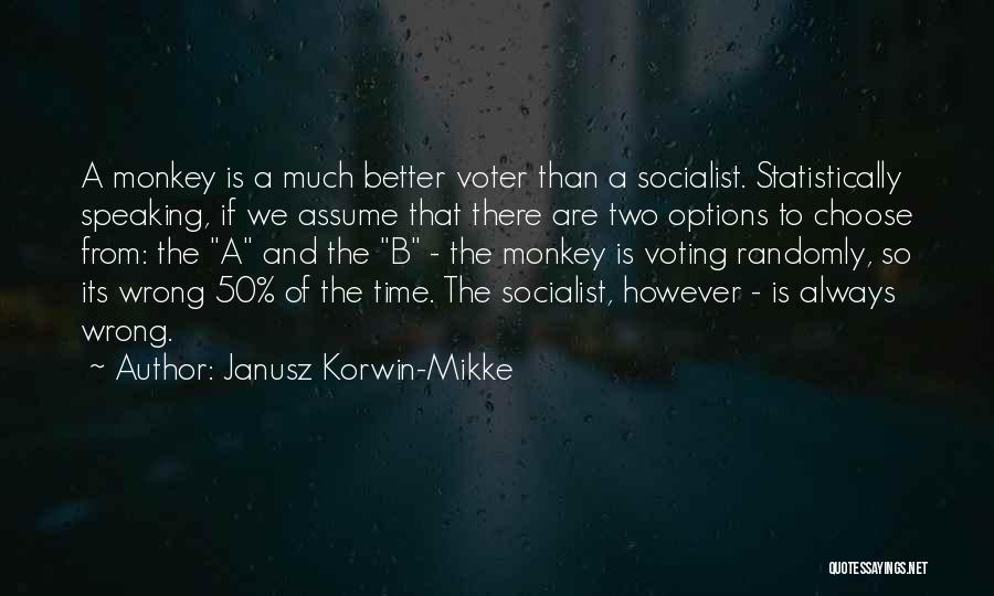 Janusz Korwin-Mikke Quotes: A Monkey Is A Much Better Voter Than A Socialist. Statistically Speaking, If We Assume That There Are Two Options
