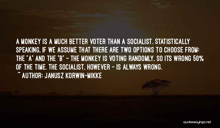 Janusz Korwin-Mikke Quotes: A Monkey Is A Much Better Voter Than A Socialist. Statistically Speaking, If We Assume That There Are Two Options