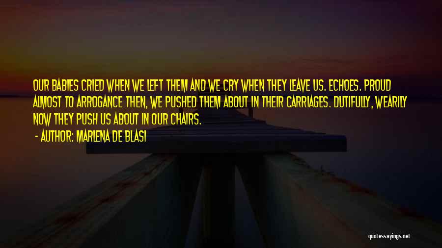 Marlena De Blasi Quotes: Our Babies Cried When We Left Them And We Cry When They Leave Us. Echoes. Proud Almost To Arrogance Then,