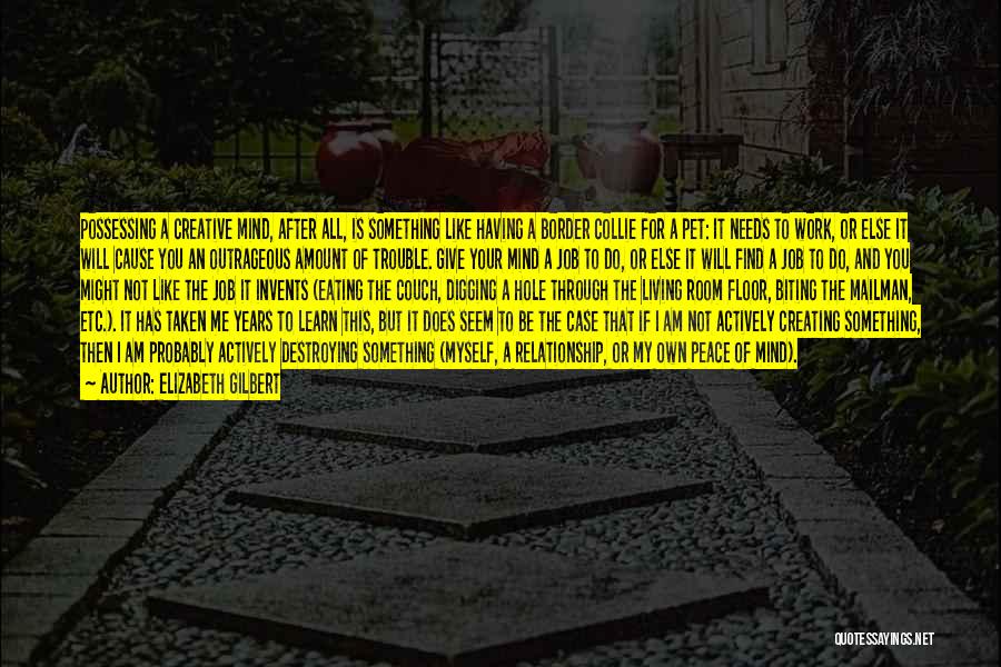 Elizabeth Gilbert Quotes: Possessing A Creative Mind, After All, Is Something Like Having A Border Collie For A Pet: It Needs To Work,