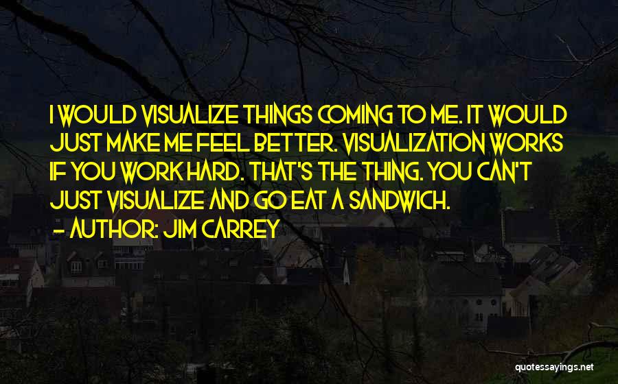 Jim Carrey Quotes: I Would Visualize Things Coming To Me. It Would Just Make Me Feel Better. Visualization Works If You Work Hard.