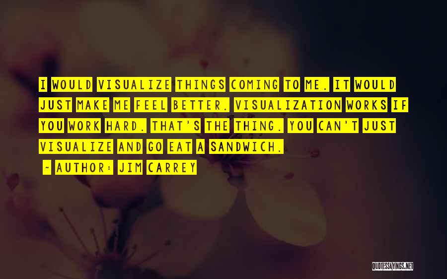 Jim Carrey Quotes: I Would Visualize Things Coming To Me. It Would Just Make Me Feel Better. Visualization Works If You Work Hard.