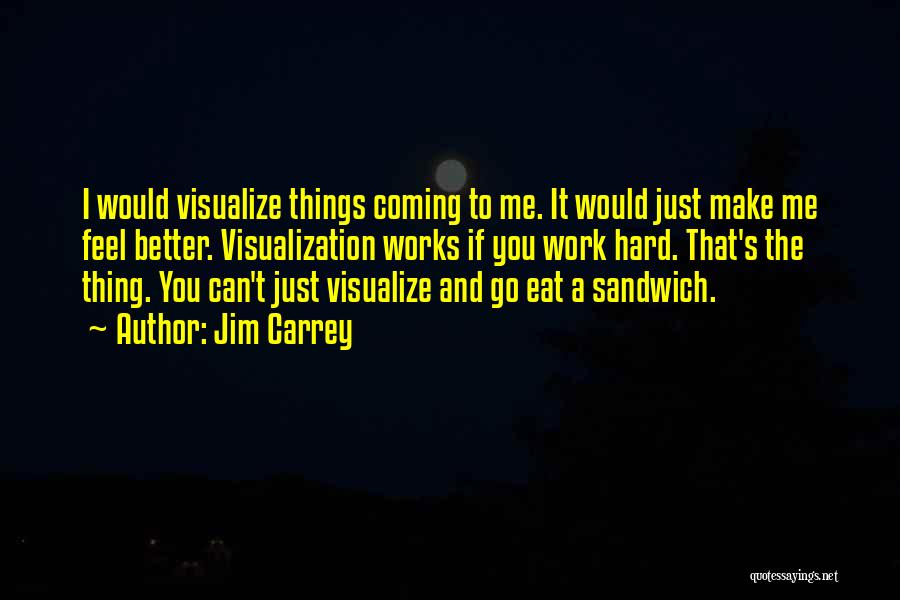 Jim Carrey Quotes: I Would Visualize Things Coming To Me. It Would Just Make Me Feel Better. Visualization Works If You Work Hard.