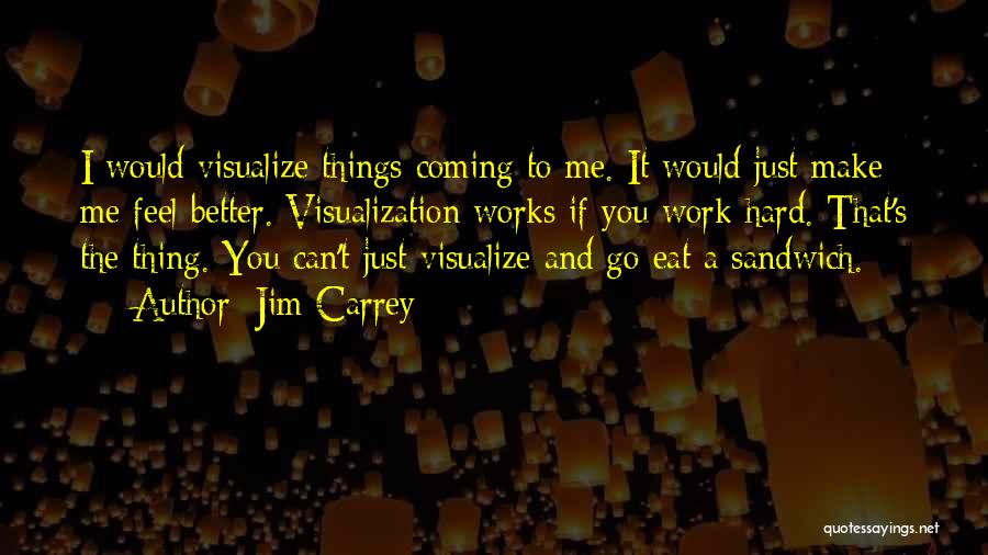 Jim Carrey Quotes: I Would Visualize Things Coming To Me. It Would Just Make Me Feel Better. Visualization Works If You Work Hard.