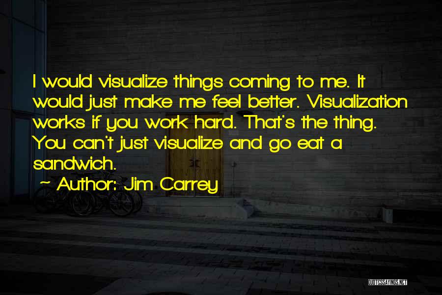 Jim Carrey Quotes: I Would Visualize Things Coming To Me. It Would Just Make Me Feel Better. Visualization Works If You Work Hard.