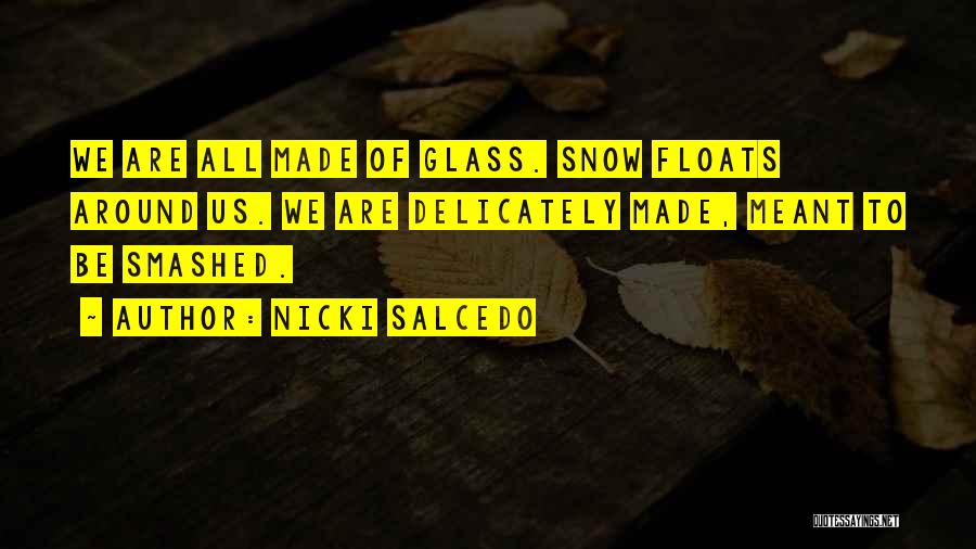 Nicki Salcedo Quotes: We Are All Made Of Glass. Snow Floats Around Us. We Are Delicately Made, Meant To Be Smashed.