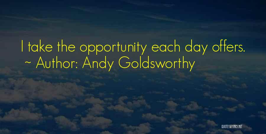 Andy Goldsworthy Quotes: I Take The Opportunity Each Day Offers.