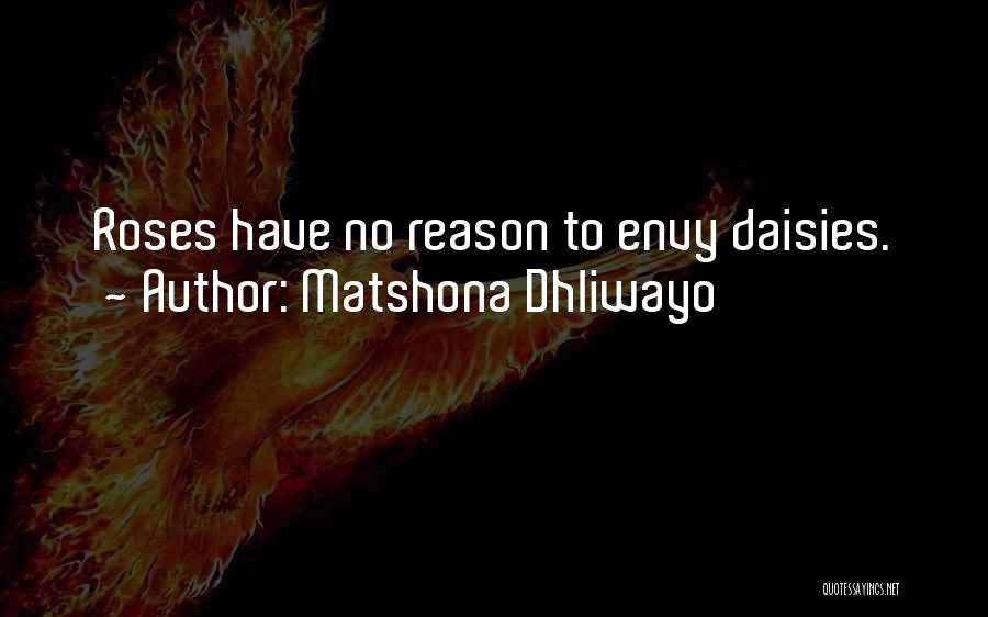 Matshona Dhliwayo Quotes: Roses Have No Reason To Envy Daisies.