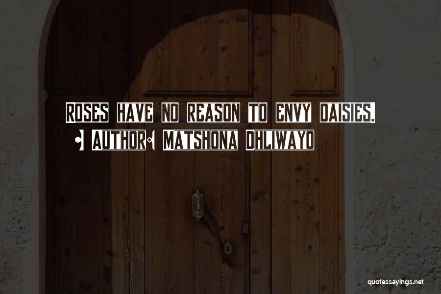 Matshona Dhliwayo Quotes: Roses Have No Reason To Envy Daisies.