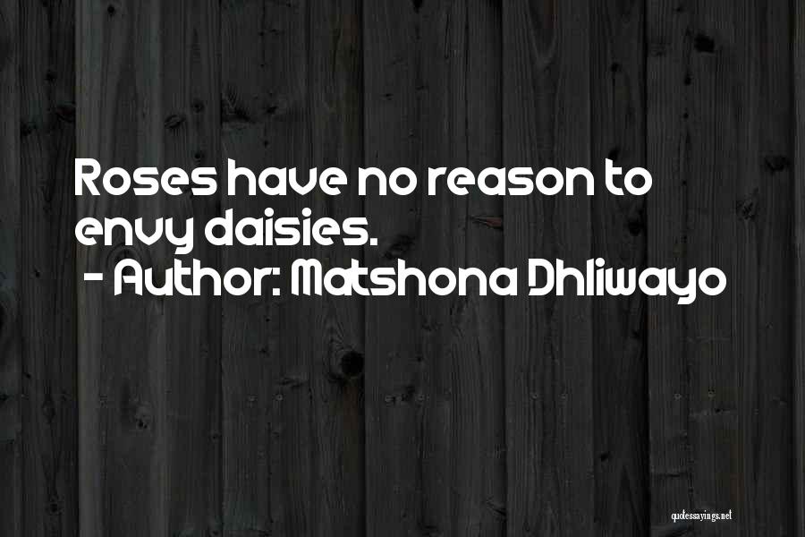 Matshona Dhliwayo Quotes: Roses Have No Reason To Envy Daisies.