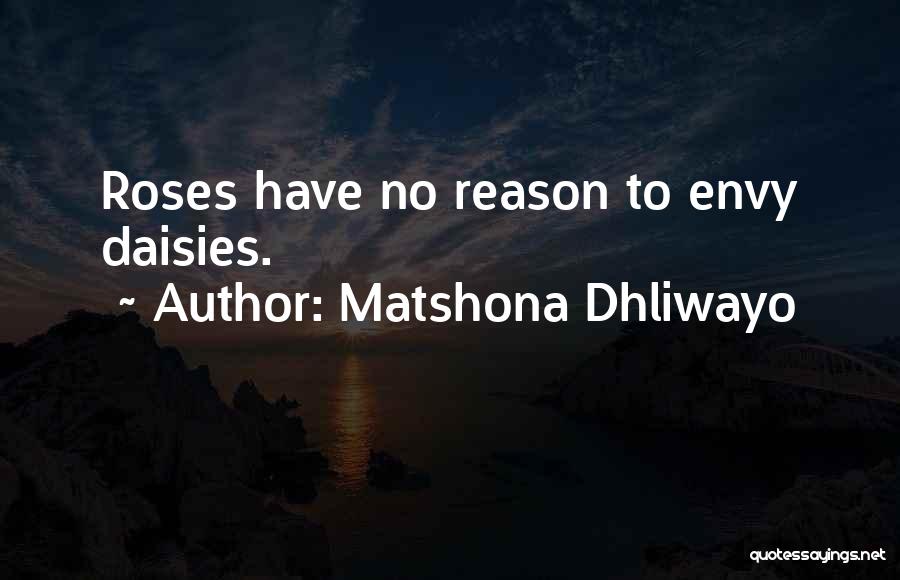 Matshona Dhliwayo Quotes: Roses Have No Reason To Envy Daisies.
