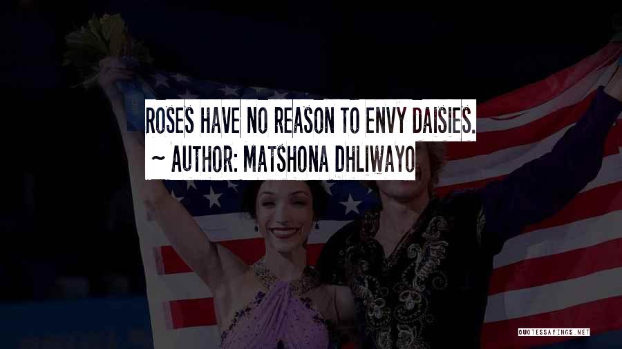 Matshona Dhliwayo Quotes: Roses Have No Reason To Envy Daisies.