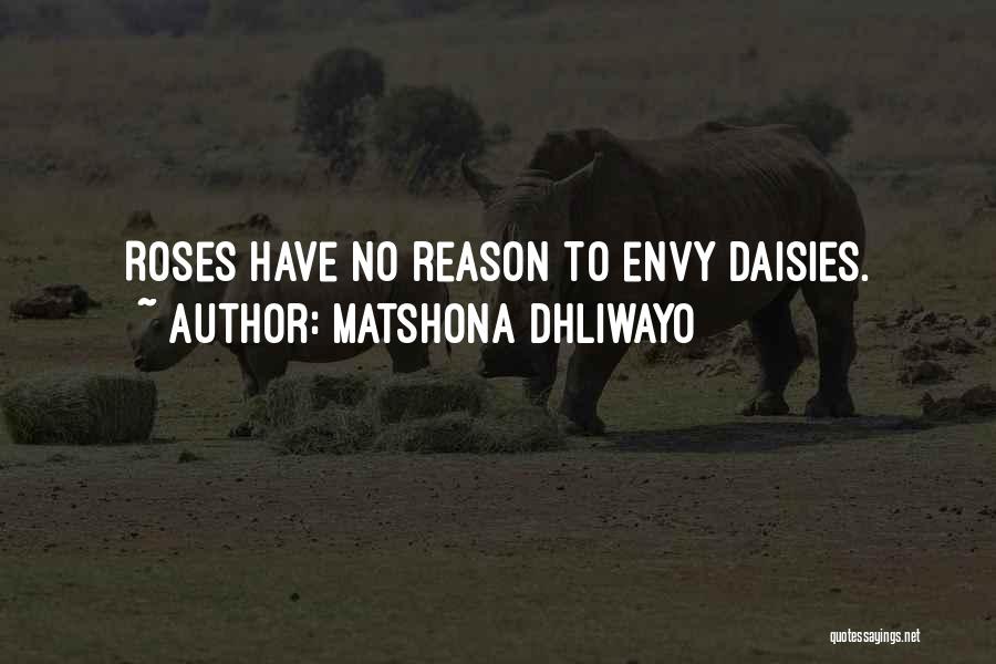 Matshona Dhliwayo Quotes: Roses Have No Reason To Envy Daisies.