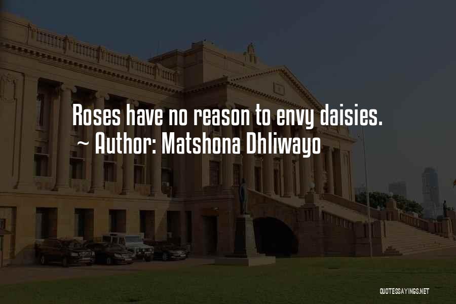 Matshona Dhliwayo Quotes: Roses Have No Reason To Envy Daisies.