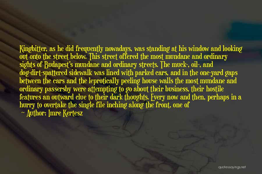 Imre Kertesz Quotes: Kingbitter, As He Did Frequently Nowadays, Was Standing At His Window And Looking Out Onto The Street Below. This Street