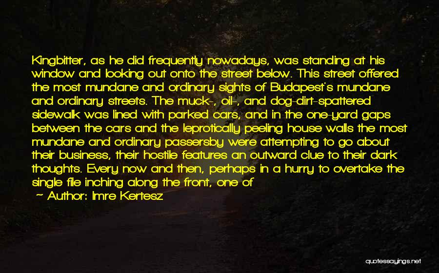 Imre Kertesz Quotes: Kingbitter, As He Did Frequently Nowadays, Was Standing At His Window And Looking Out Onto The Street Below. This Street