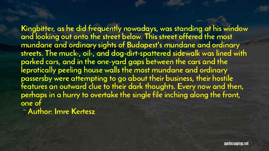 Imre Kertesz Quotes: Kingbitter, As He Did Frequently Nowadays, Was Standing At His Window And Looking Out Onto The Street Below. This Street