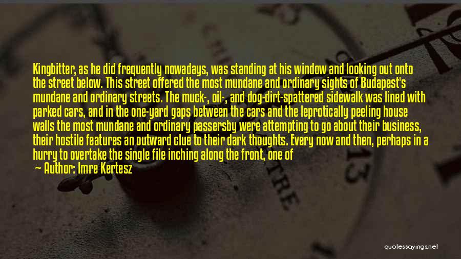 Imre Kertesz Quotes: Kingbitter, As He Did Frequently Nowadays, Was Standing At His Window And Looking Out Onto The Street Below. This Street