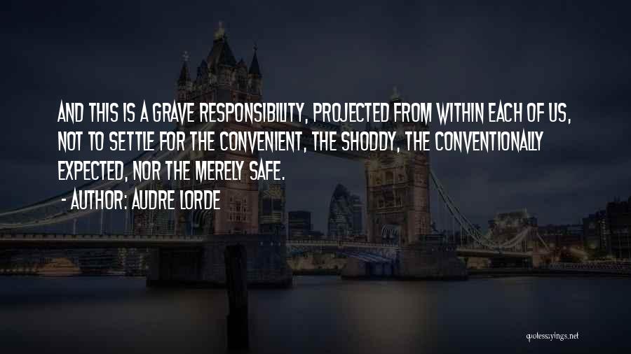 Audre Lorde Quotes: And This Is A Grave Responsibility, Projected From Within Each Of Us, Not To Settle For The Convenient, The Shoddy,