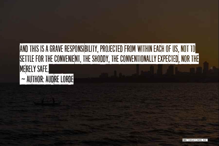 Audre Lorde Quotes: And This Is A Grave Responsibility, Projected From Within Each Of Us, Not To Settle For The Convenient, The Shoddy,