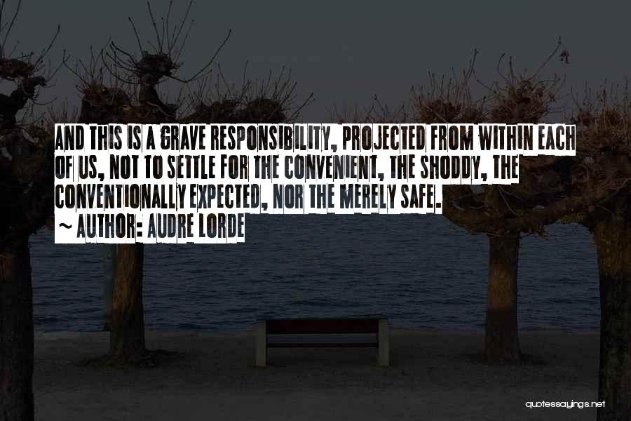 Audre Lorde Quotes: And This Is A Grave Responsibility, Projected From Within Each Of Us, Not To Settle For The Convenient, The Shoddy,
