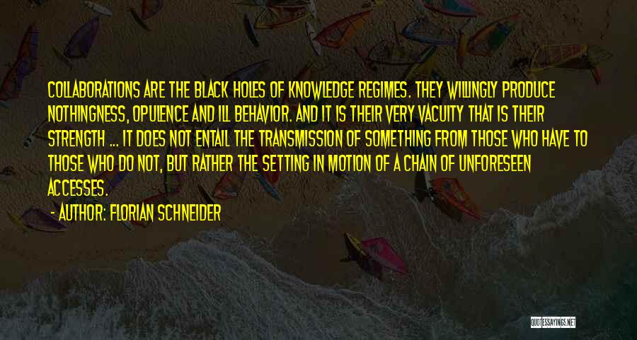 Florian Schneider Quotes: Collaborations Are The Black Holes Of Knowledge Regimes. They Willingly Produce Nothingness, Opulence And Ill Behavior. And It Is Their