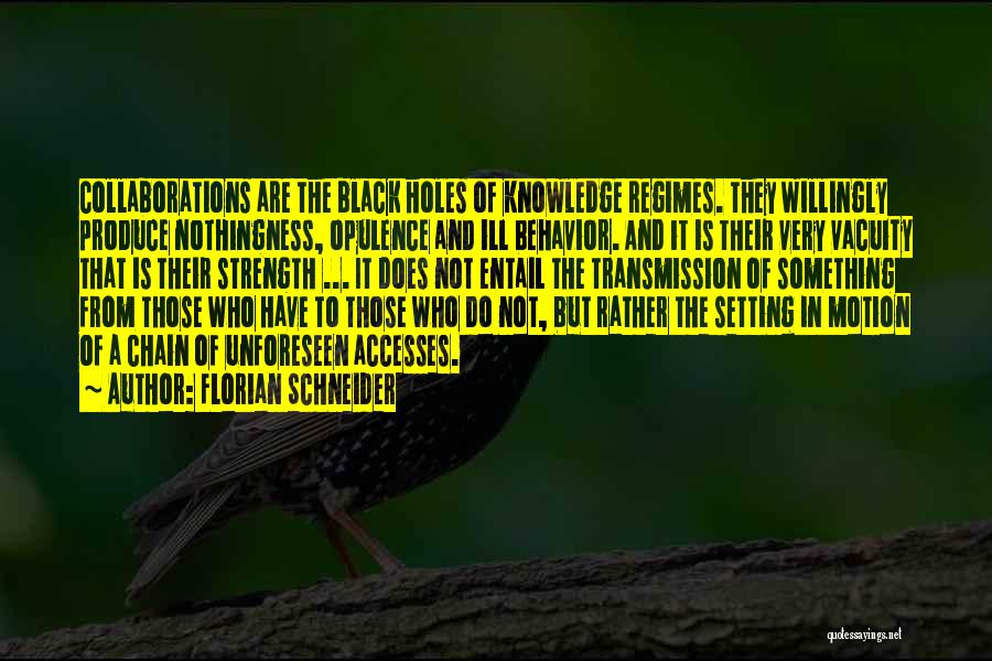 Florian Schneider Quotes: Collaborations Are The Black Holes Of Knowledge Regimes. They Willingly Produce Nothingness, Opulence And Ill Behavior. And It Is Their