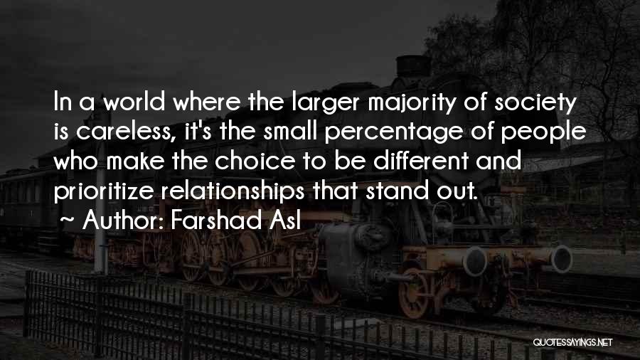 Farshad Asl Quotes: In A World Where The Larger Majority Of Society Is Careless, It's The Small Percentage Of People Who Make The