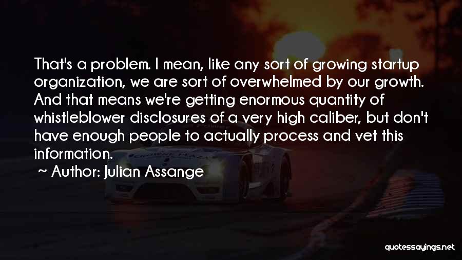 Julian Assange Quotes: That's A Problem. I Mean, Like Any Sort Of Growing Startup Organization, We Are Sort Of Overwhelmed By Our Growth.