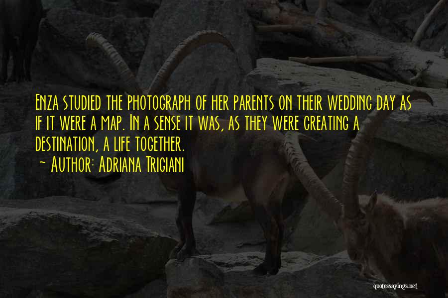 Adriana Trigiani Quotes: Enza Studied The Photograph Of Her Parents On Their Wedding Day As If It Were A Map. In A Sense