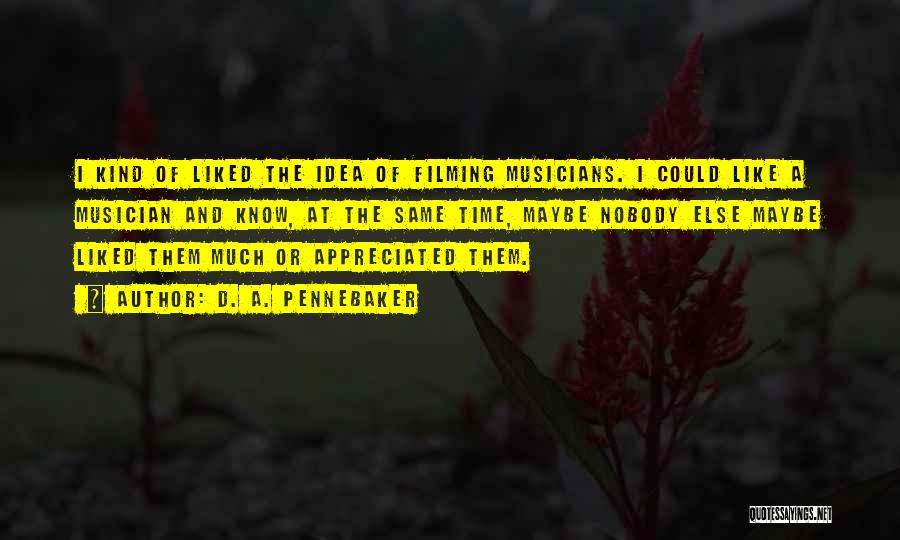 D. A. Pennebaker Quotes: I Kind Of Liked The Idea Of Filming Musicians. I Could Like A Musician And Know, At The Same Time,