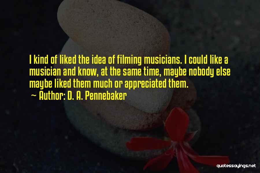 D. A. Pennebaker Quotes: I Kind Of Liked The Idea Of Filming Musicians. I Could Like A Musician And Know, At The Same Time,