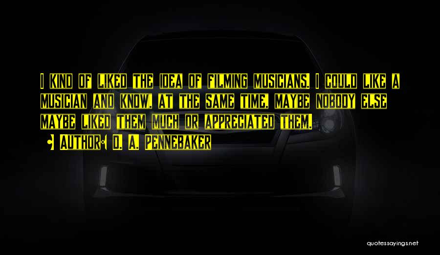 D. A. Pennebaker Quotes: I Kind Of Liked The Idea Of Filming Musicians. I Could Like A Musician And Know, At The Same Time,