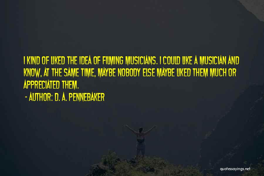 D. A. Pennebaker Quotes: I Kind Of Liked The Idea Of Filming Musicians. I Could Like A Musician And Know, At The Same Time,