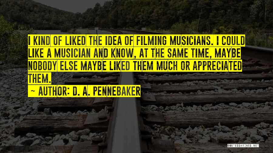 D. A. Pennebaker Quotes: I Kind Of Liked The Idea Of Filming Musicians. I Could Like A Musician And Know, At The Same Time,