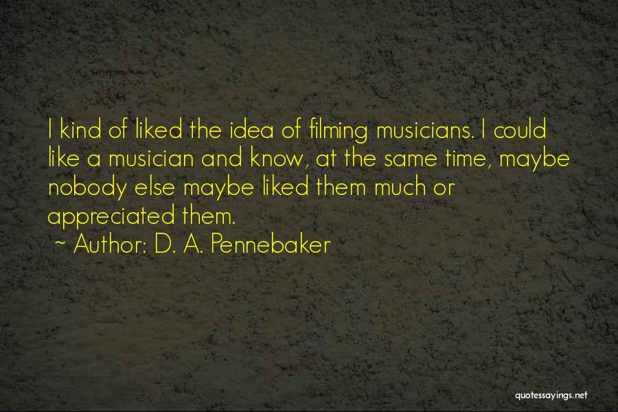 D. A. Pennebaker Quotes: I Kind Of Liked The Idea Of Filming Musicians. I Could Like A Musician And Know, At The Same Time,