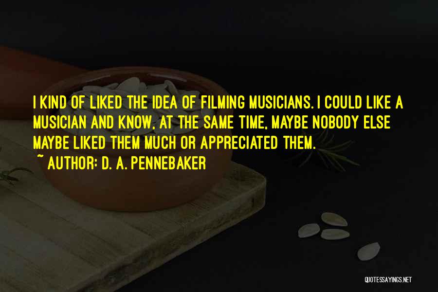 D. A. Pennebaker Quotes: I Kind Of Liked The Idea Of Filming Musicians. I Could Like A Musician And Know, At The Same Time,