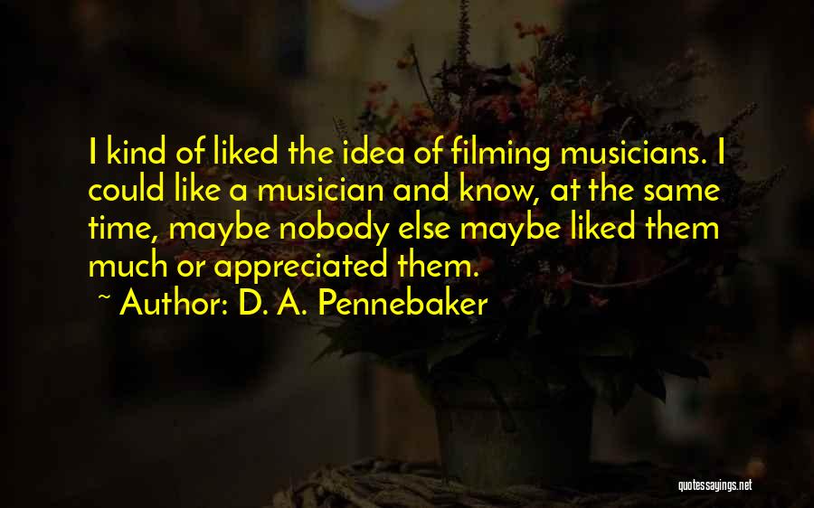 D. A. Pennebaker Quotes: I Kind Of Liked The Idea Of Filming Musicians. I Could Like A Musician And Know, At The Same Time,