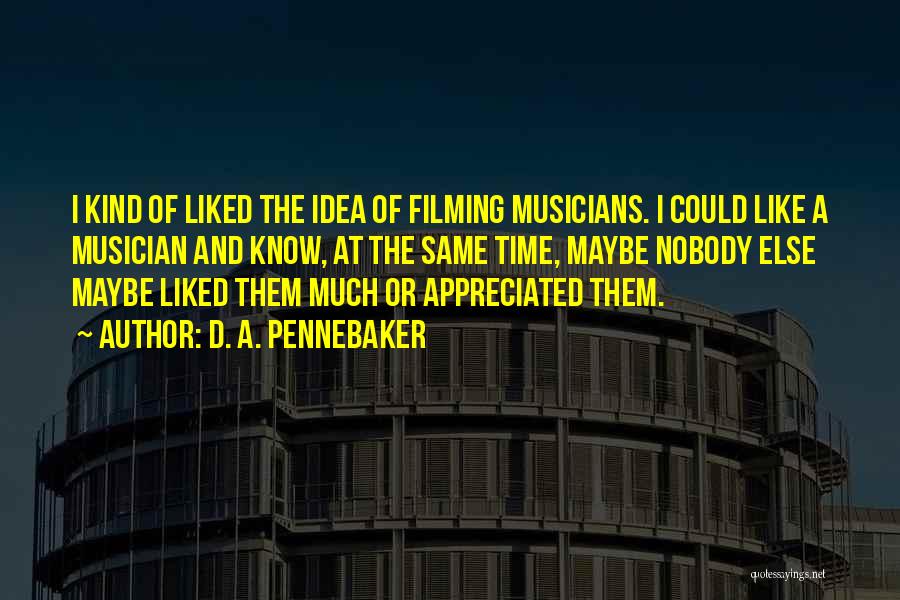 D. A. Pennebaker Quotes: I Kind Of Liked The Idea Of Filming Musicians. I Could Like A Musician And Know, At The Same Time,