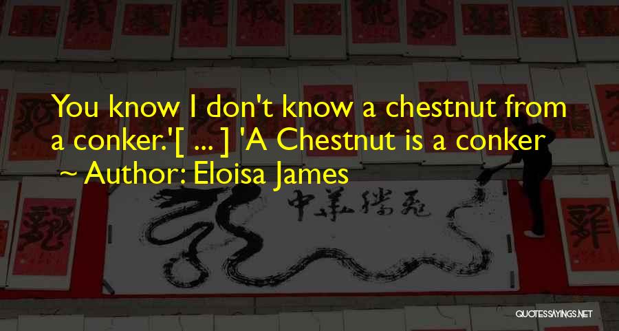 Eloisa James Quotes: You Know I Don't Know A Chestnut From A Conker.'[ ... ] 'a Chestnut Is A Conker