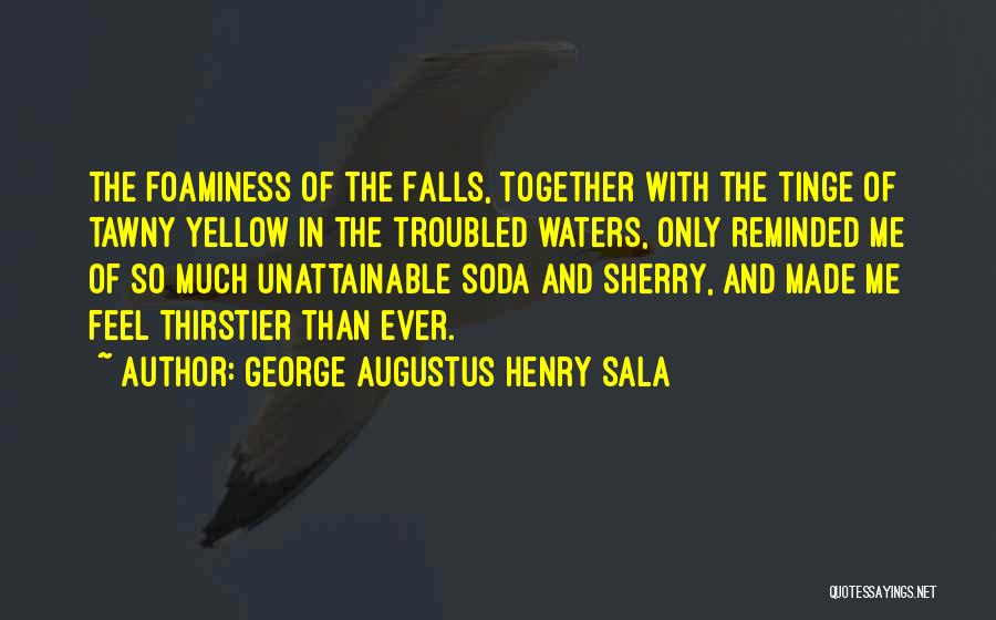 George Augustus Henry Sala Quotes: The Foaminess Of The Falls, Together With The Tinge Of Tawny Yellow In The Troubled Waters, Only Reminded Me Of