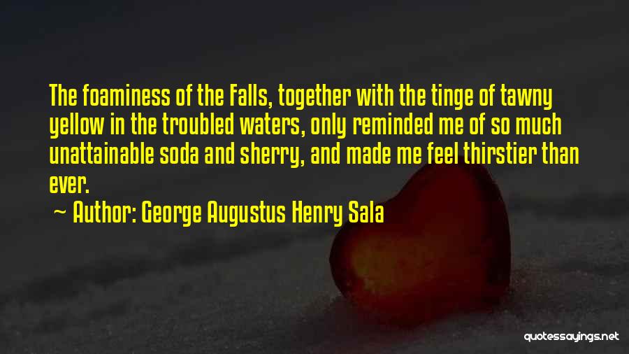 George Augustus Henry Sala Quotes: The Foaminess Of The Falls, Together With The Tinge Of Tawny Yellow In The Troubled Waters, Only Reminded Me Of