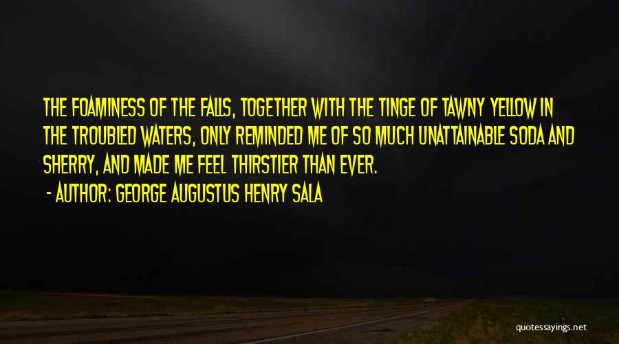 George Augustus Henry Sala Quotes: The Foaminess Of The Falls, Together With The Tinge Of Tawny Yellow In The Troubled Waters, Only Reminded Me Of