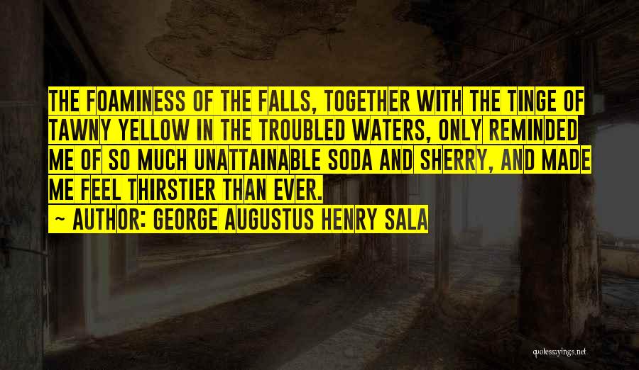 George Augustus Henry Sala Quotes: The Foaminess Of The Falls, Together With The Tinge Of Tawny Yellow In The Troubled Waters, Only Reminded Me Of